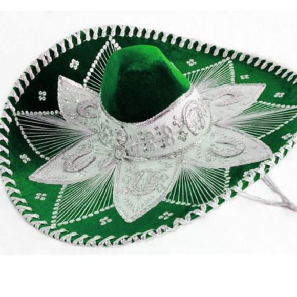 Sequins Deluxe Emerald Handmade Mariachi Sombrero - Picture 6 of 6